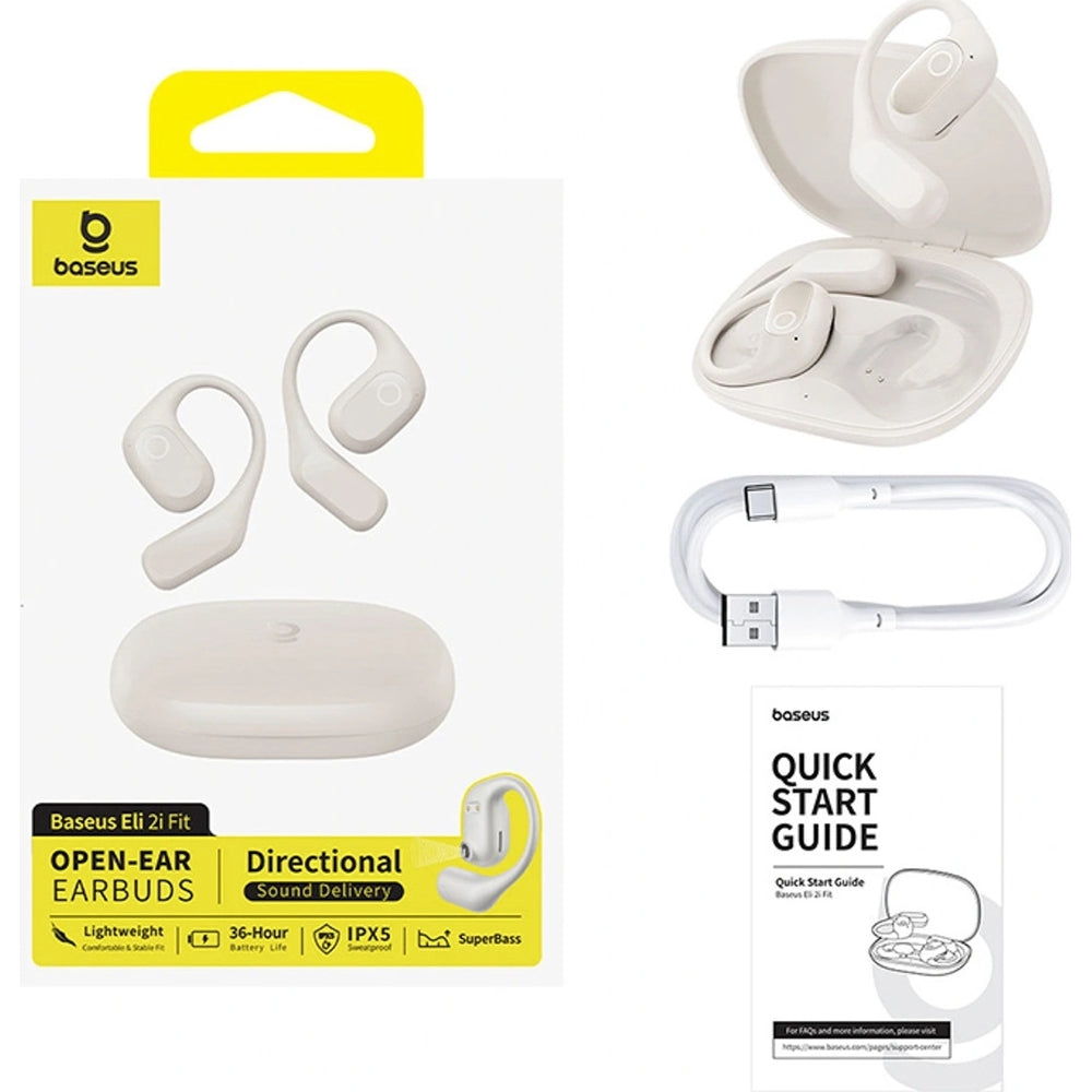 Kabellose In-Ear-Kopfhörer mit Ohrbügeln, Baseus Eli 2i Fit, Weiß