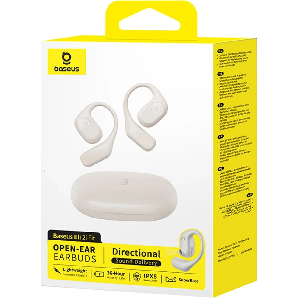 Kabellose In-Ear-Kopfhörer mit Ohrbügeln, Baseus Eli 2i Fit, Weiß