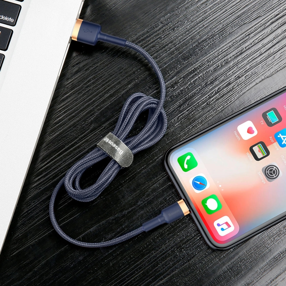 Kabel Baseus Cafule 2.4A USB-A für Lightning 1m, Blau-golden