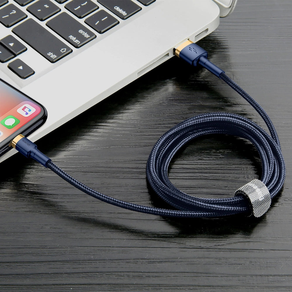 Kabel Baseus Cafule 2.4A USB-A für Lightning 1m, Blau-golden