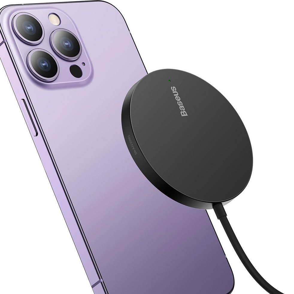 Drahtloses Magnet Ladegerät Baseus Mini3 Qi, MagSafe Wireless Charger, 15W, Schwarz