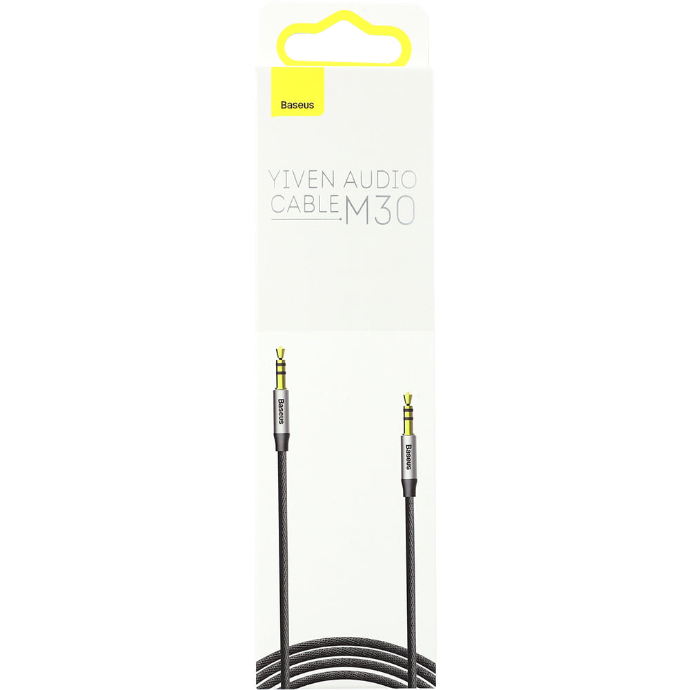 Audiokabel AUX 3.5mm Mini Jack (2x Stecker), Baseus Yiven M30, 1m, Silbern-Schwarz