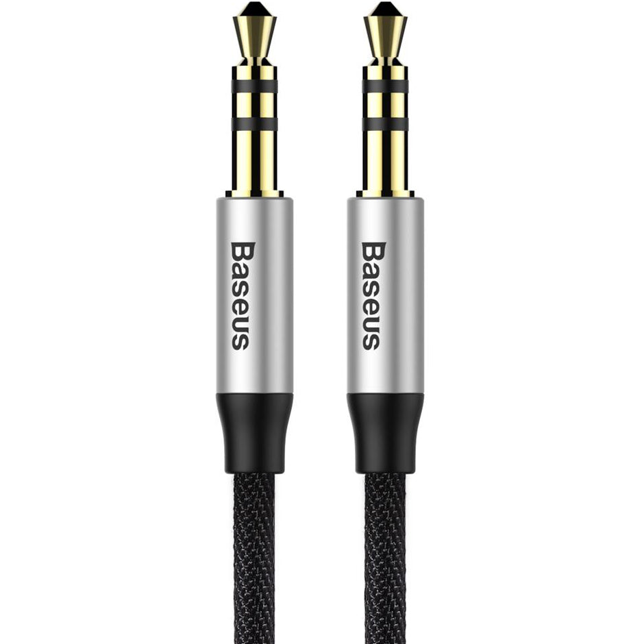 Audiokabel AUX 3.5mm Mini Jack (2x Stecker), Baseus Yiven M30, 1m, Silbern-Schwarz