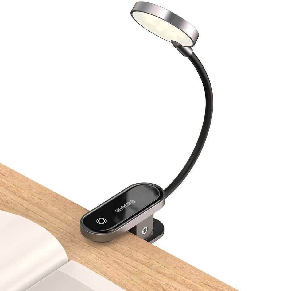 LED Clip Lampe mit Akku, Baseus Mini Clip Lamp, 350 mAh, 4000 K, Grau mit schwarzen Elementen