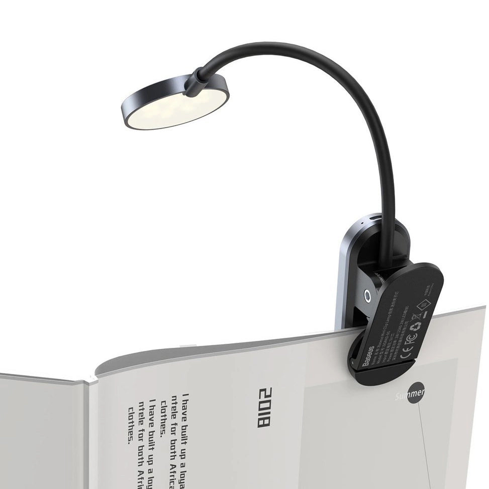 LED Clip Lampe mit Akku, Baseus Mini Clip Lamp, 350 mAh, 4000 K, Grau mit schwarzen Elementen