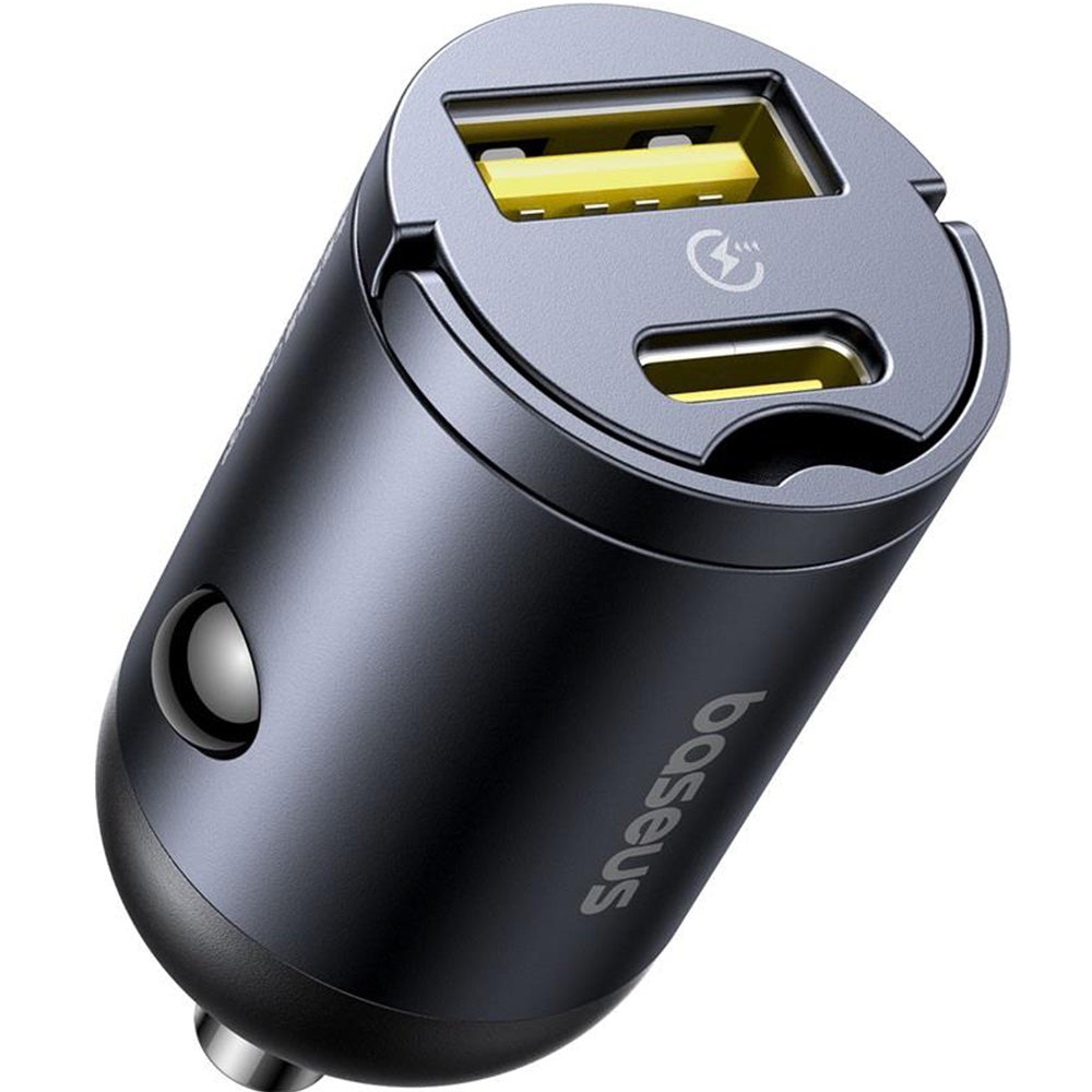 Autoladegerät PD 30W, 1x USB-A, 1x USB-C , Baseus Mini Tiny Star, Schwarz