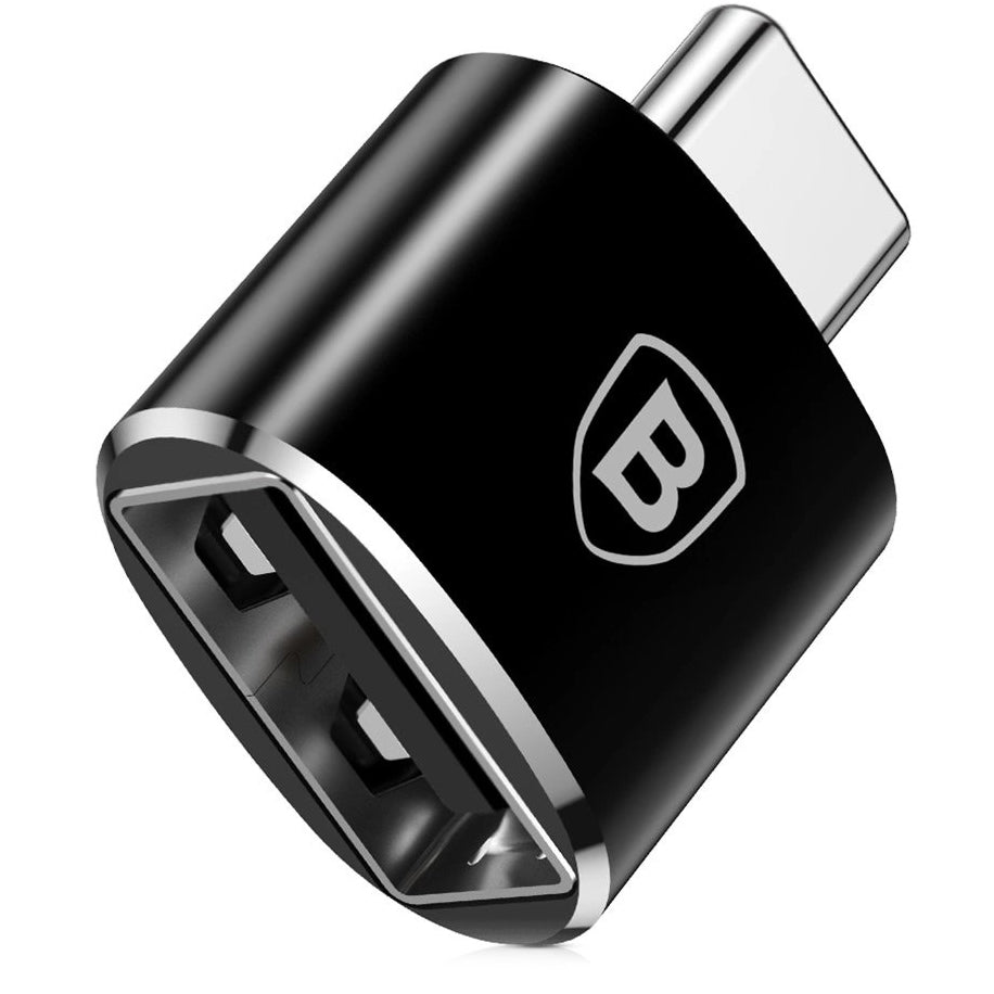 Adapter von USB-A (weiblich) auf USB-C (männlich), Baseus Mini, Schwarz