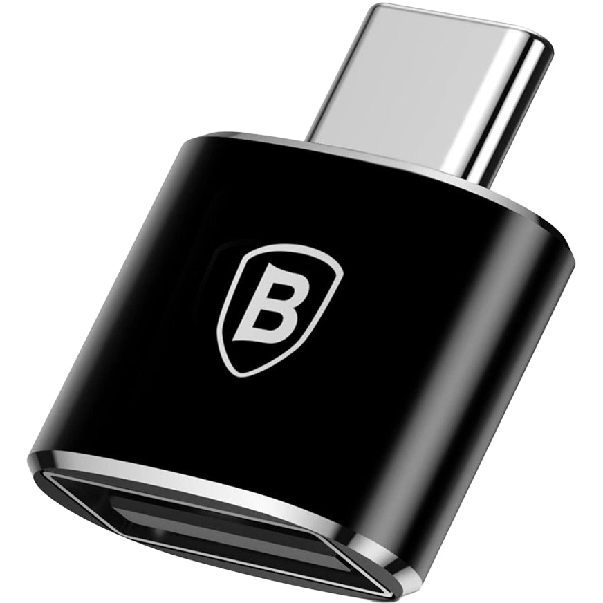 Adapter von USB-A (weiblich) auf USB-C (männlich), Baseus Mini, Schwarz