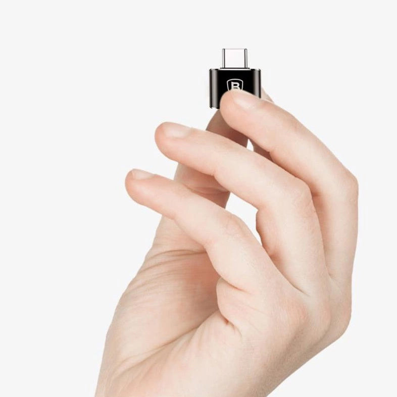 Adapter von USB-A (weiblich) auf USB-C (männlich), Baseus Mini, Schwarz