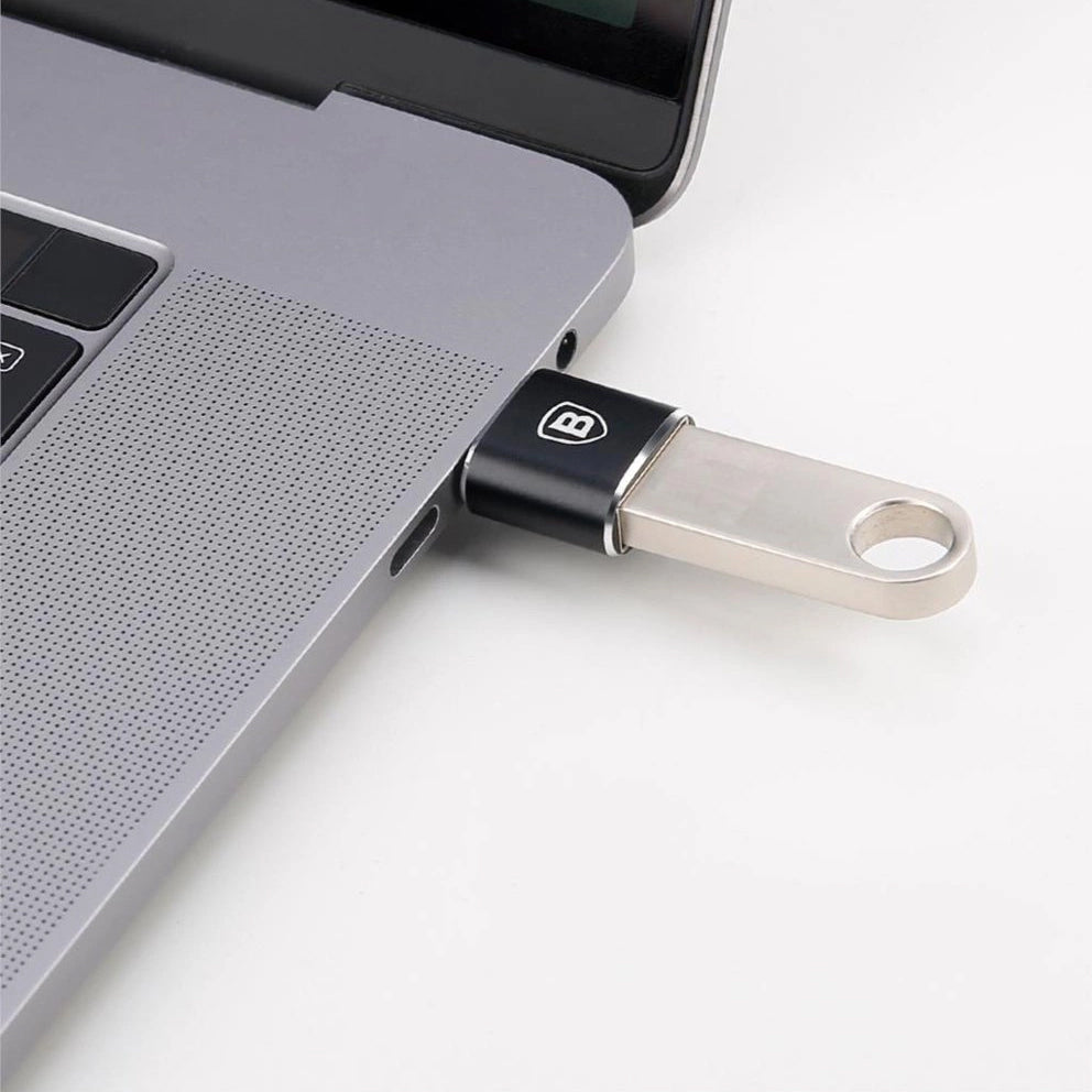 Adapter von USB-A (weiblich) auf USB-C (männlich), Baseus Mini, Schwarz