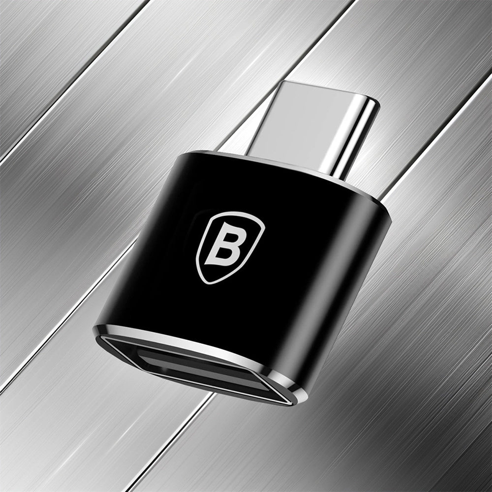 Adapter von USB-A (weiblich) auf USB-C (männlich), Baseus Mini, Schwarz