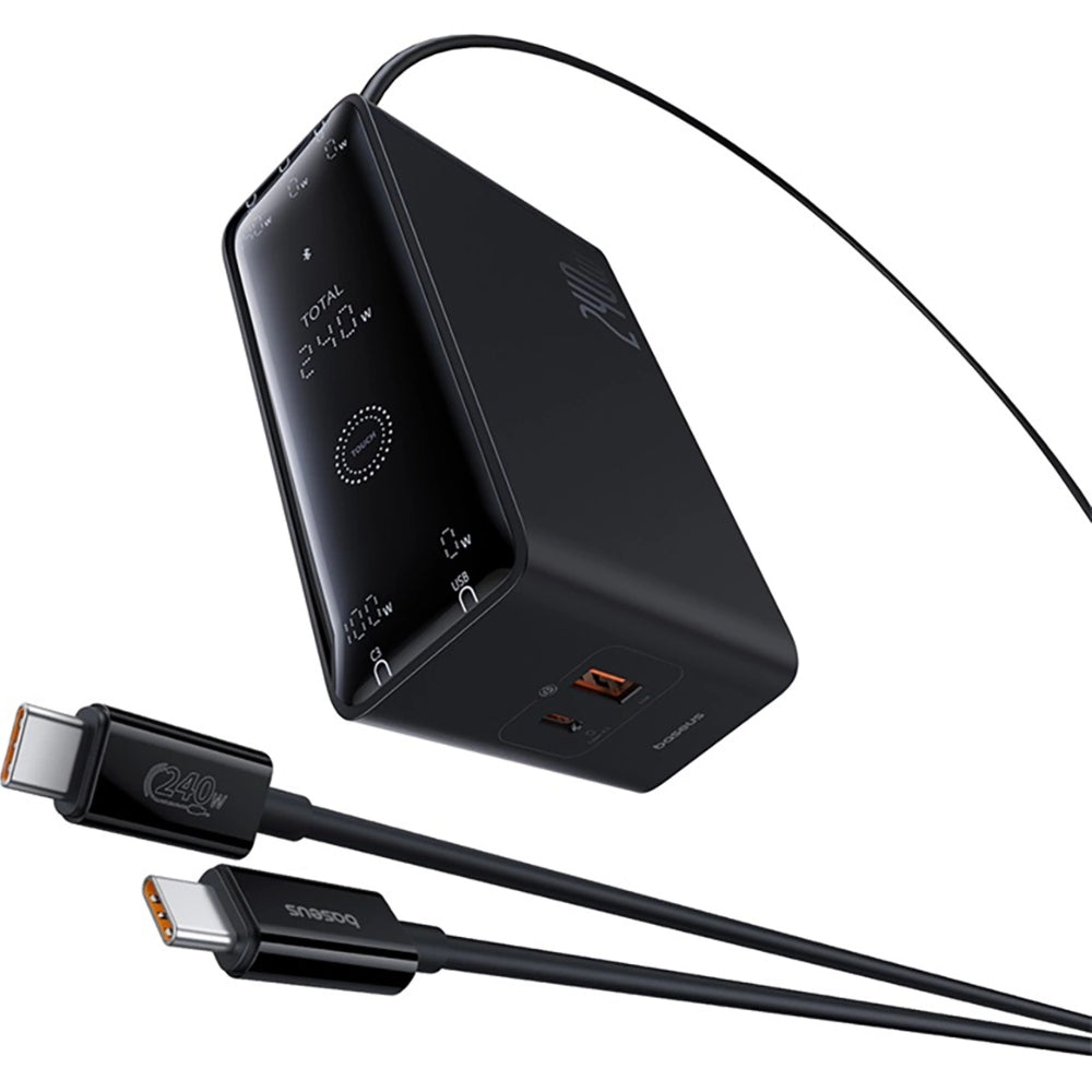 Ladestation GaN mit 240W, 3x USB-C PD, 1x USB-A und 1x DC, Baseus Digital, Schwarz