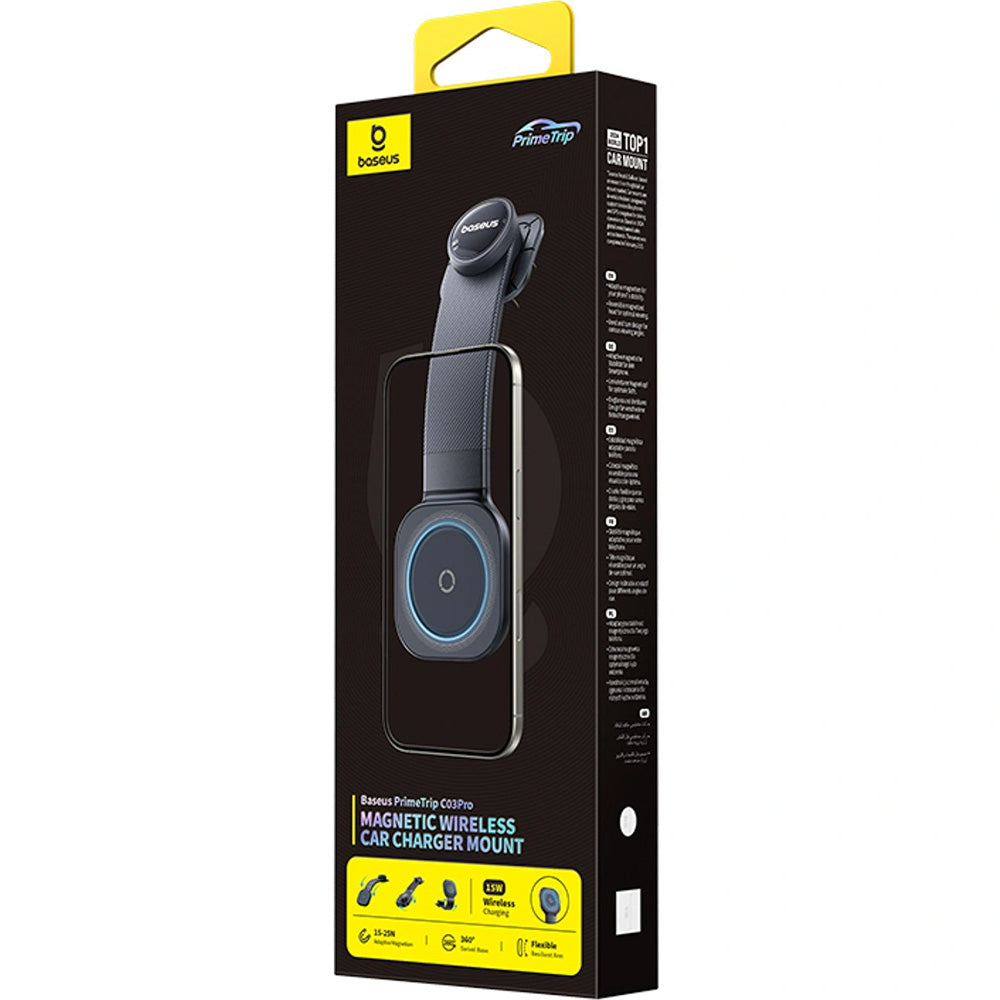 Autohalterung für das Armaturenbrett mit MagSafe / Qi, 15W, Baseus PrimeTrip C03Pro, Schwarz
