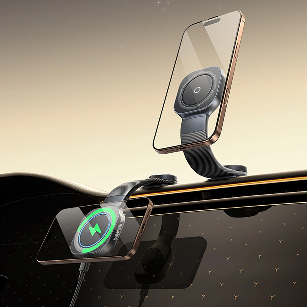 Autohalterung für das Armaturenbrett mit MagSafe / Qi, 15W, Baseus PrimeTrip C03Pro, Schwarz
