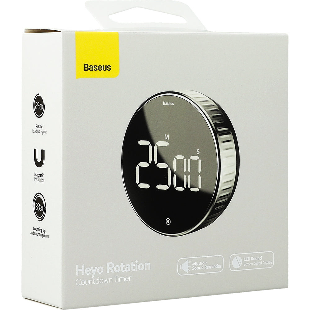 Elektronischer Timer mit Drehsteuerung, Baseus Heyo, Schwarz-Silber