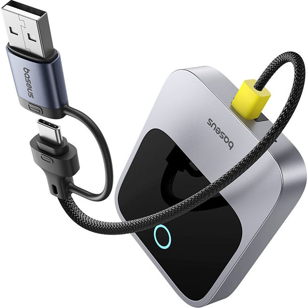 Adapter für drahtloses CarPlay, Baseus SafeJourney USB-A+USB-C, Bluetooth 5.0 / WiFi 5 GHz, Grau