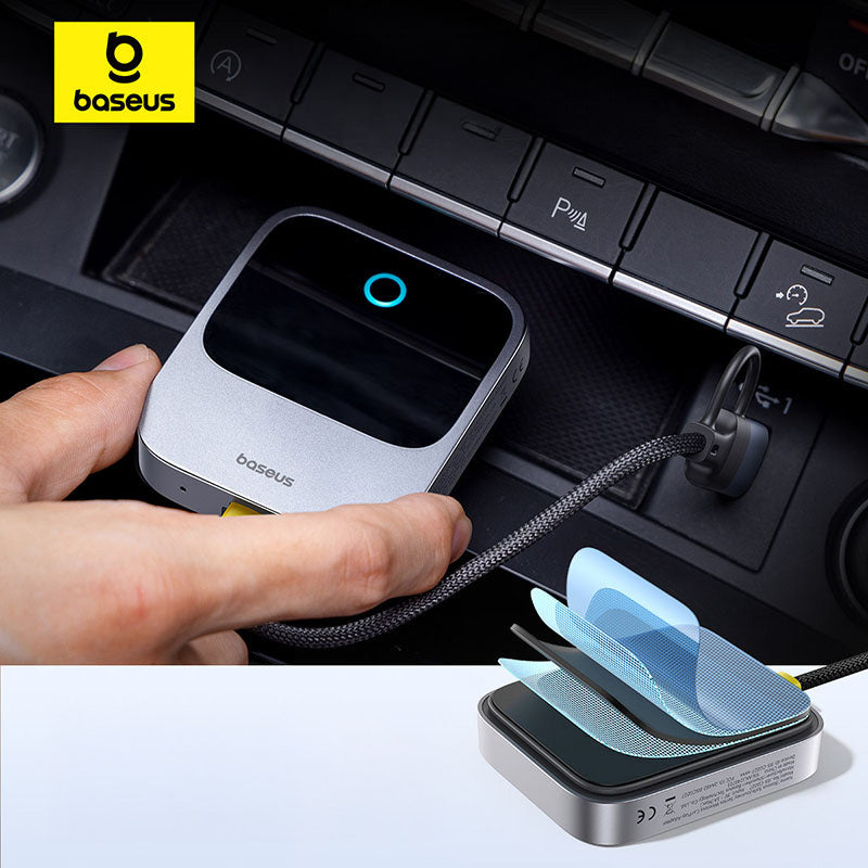 Adapter für drahtloses CarPlay, Baseus SafeJourney USB-A+USB-C, Bluetooth 5.0 / WiFi 5 GHz, Grau