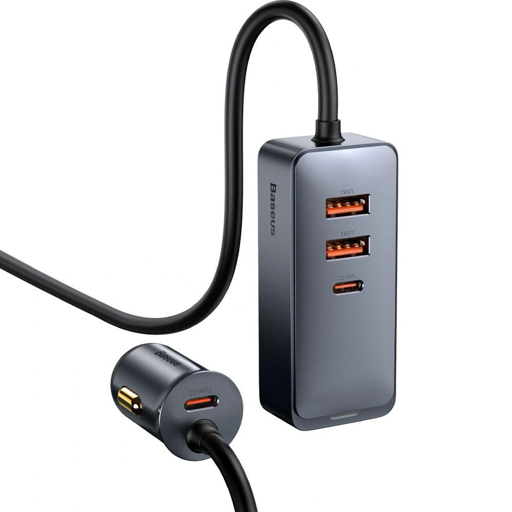 Autoladegerät 2x USB-A, 2x USB-C, Baseus Share Together, 120W, PPS, QC, PD, Samsung AFC, Huawei SCP, Grau