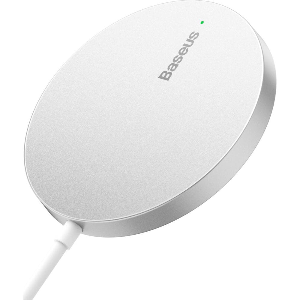 Drahtloses Magnet Ladegerät Baseus Mini3 Qi, MagSafe Wireless Charger, 15W, Silbern