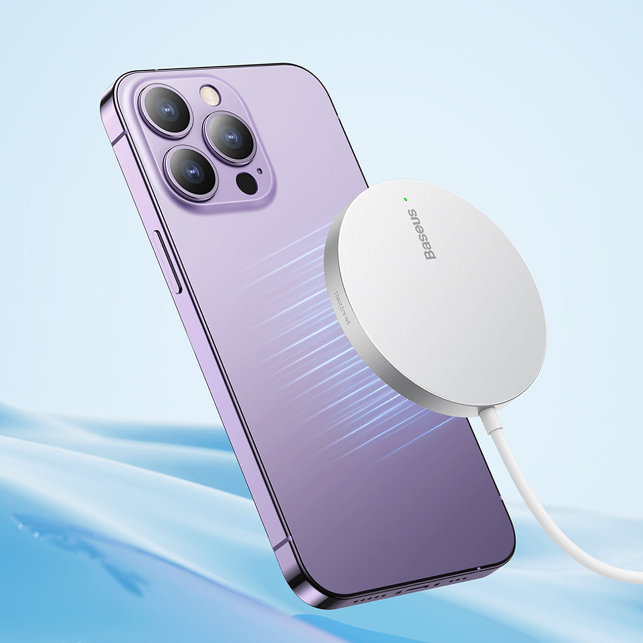 Drahtloses Magnet Ladegerät Baseus Mini3 Qi, MagSafe Wireless Charger, 15W, Silbern