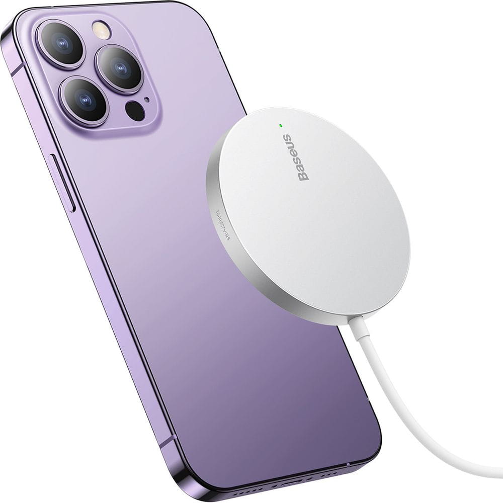 Drahtloses Magnet Ladegerät Baseus Mini3 Qi, MagSafe Wireless Charger, 15W, Silbern