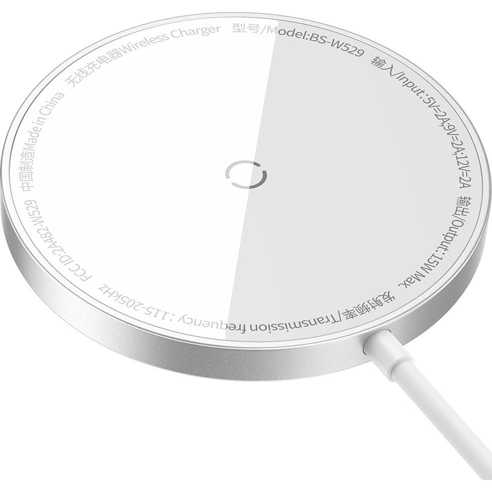 Drahtloses Magnet Ladegerät Baseus Mini3 Qi, MagSafe Wireless Charger, 15W, Silbern