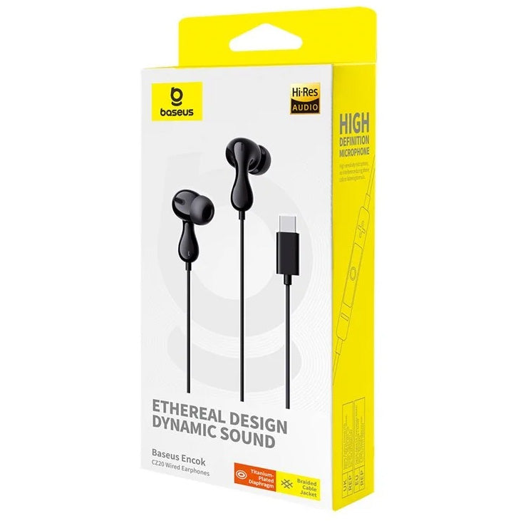 Kabelgebundene In-Ear-Kopfhörer mit USB-C, Baseus Encok CZ20, 1,1 m, Schwarz