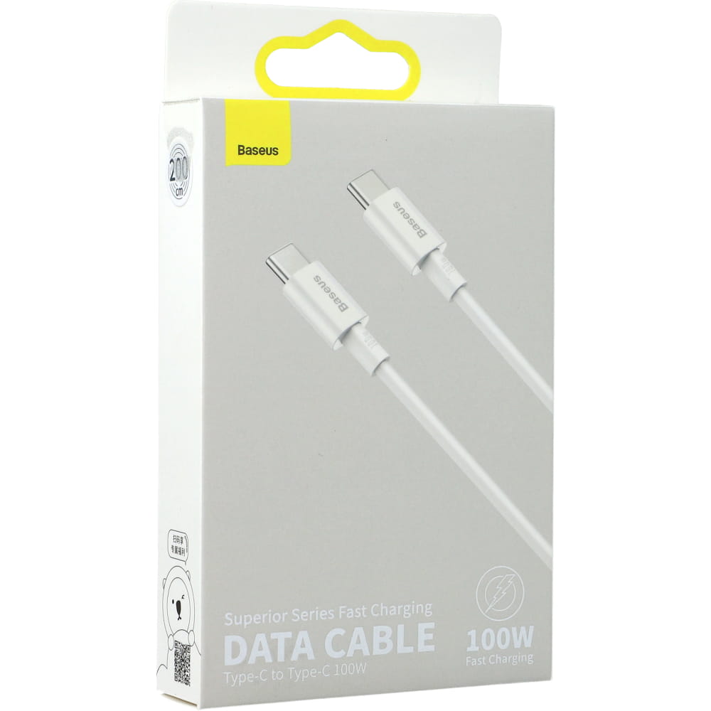 Kabel Baseus Superior 100W 5A USB-C für USB-C 2m, Weiß