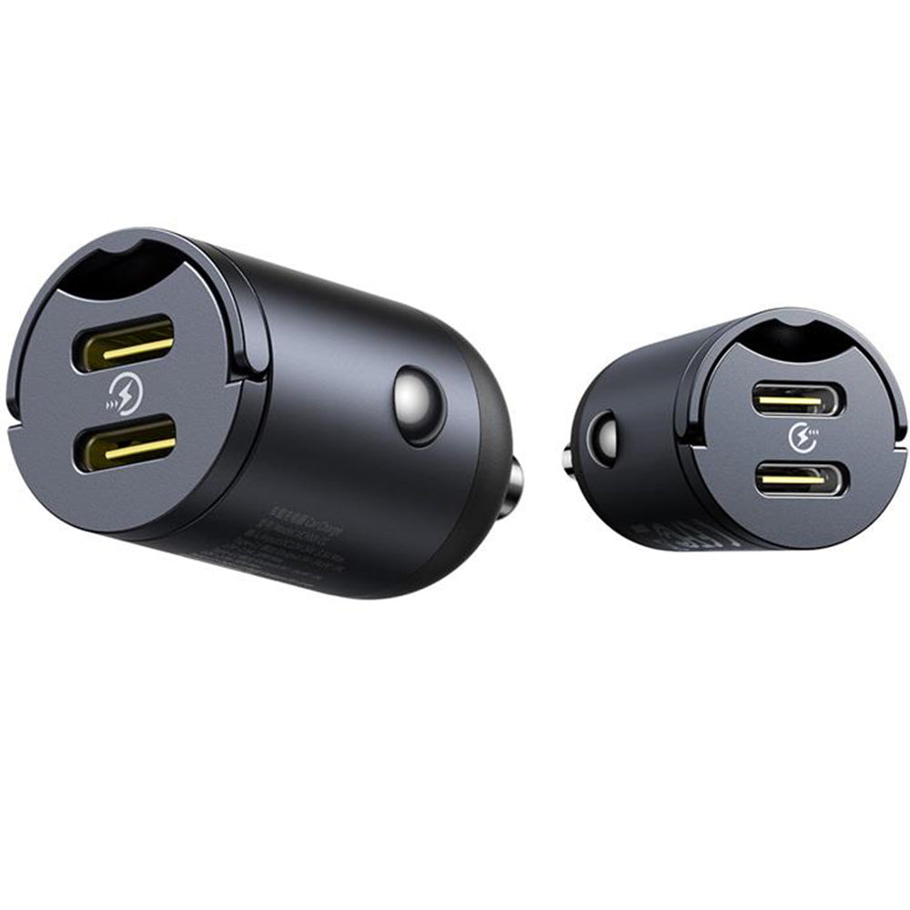 Autoladegerät PD 30W, 2x USB-C, Baseus Tiny Star, Schwarz