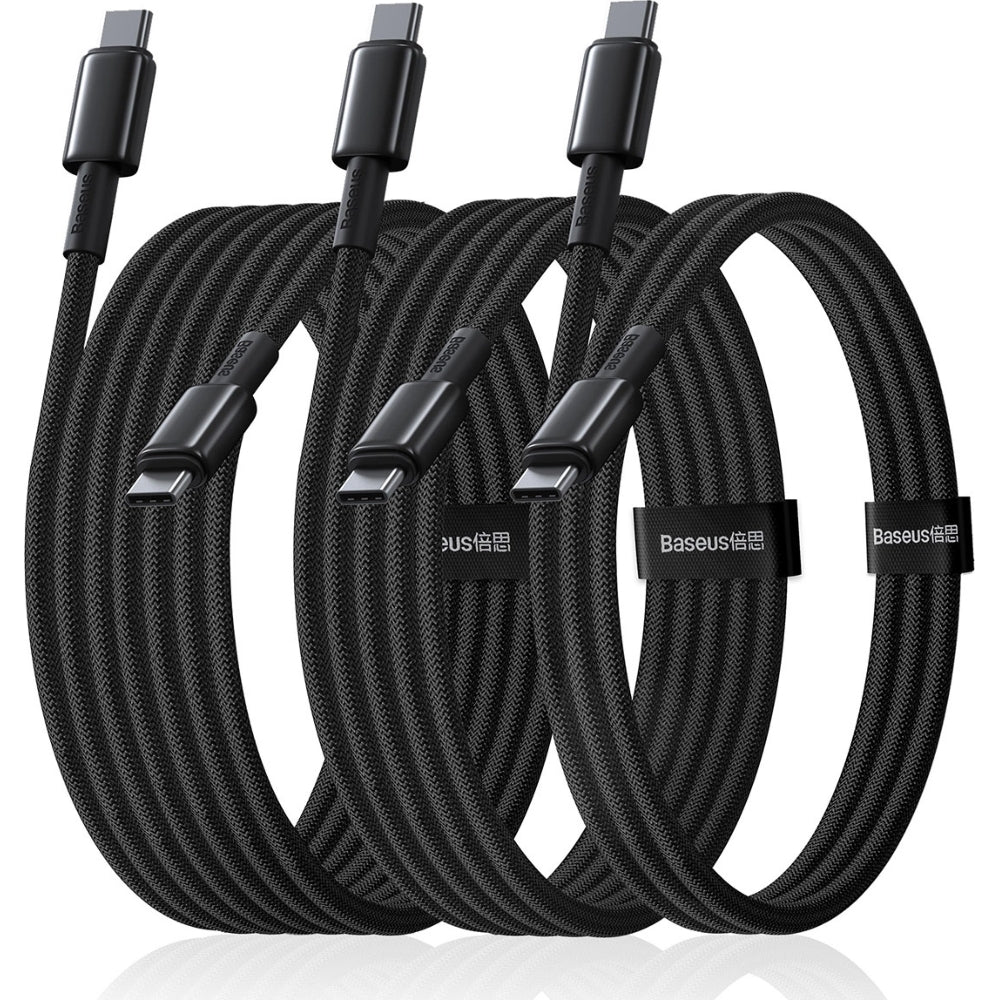 3 x Kabel USB-C zu USB-C, PD 100W, 1 m, 2m, 3m Baseus Tungsten Gold, Schwarz