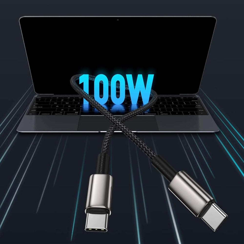 3 x Kabel USB-C zu USB-C, PD 100W, 1 m, 2m, 3m Baseus Tungsten Gold, Schwarz