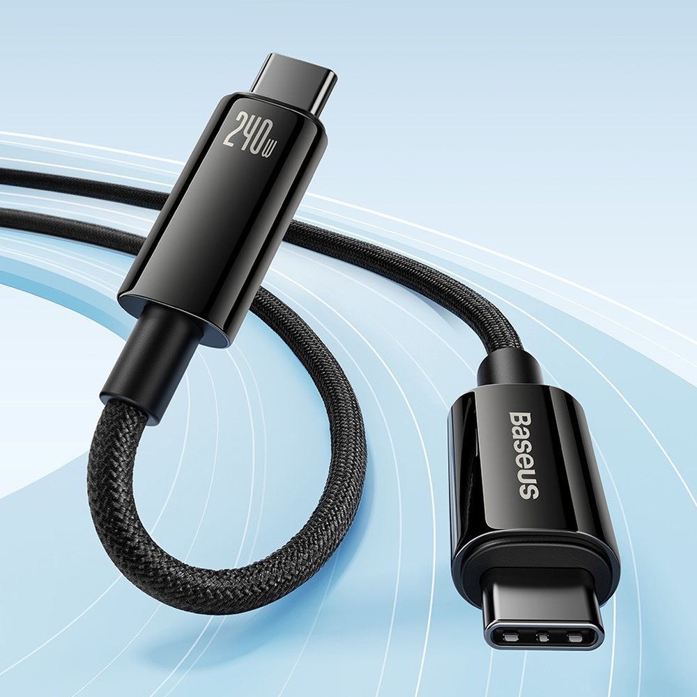 Kabel Baseus Tungsten Gold USB-C für USB-C 480Mb/s QC 240W PD 1m, Schwarz