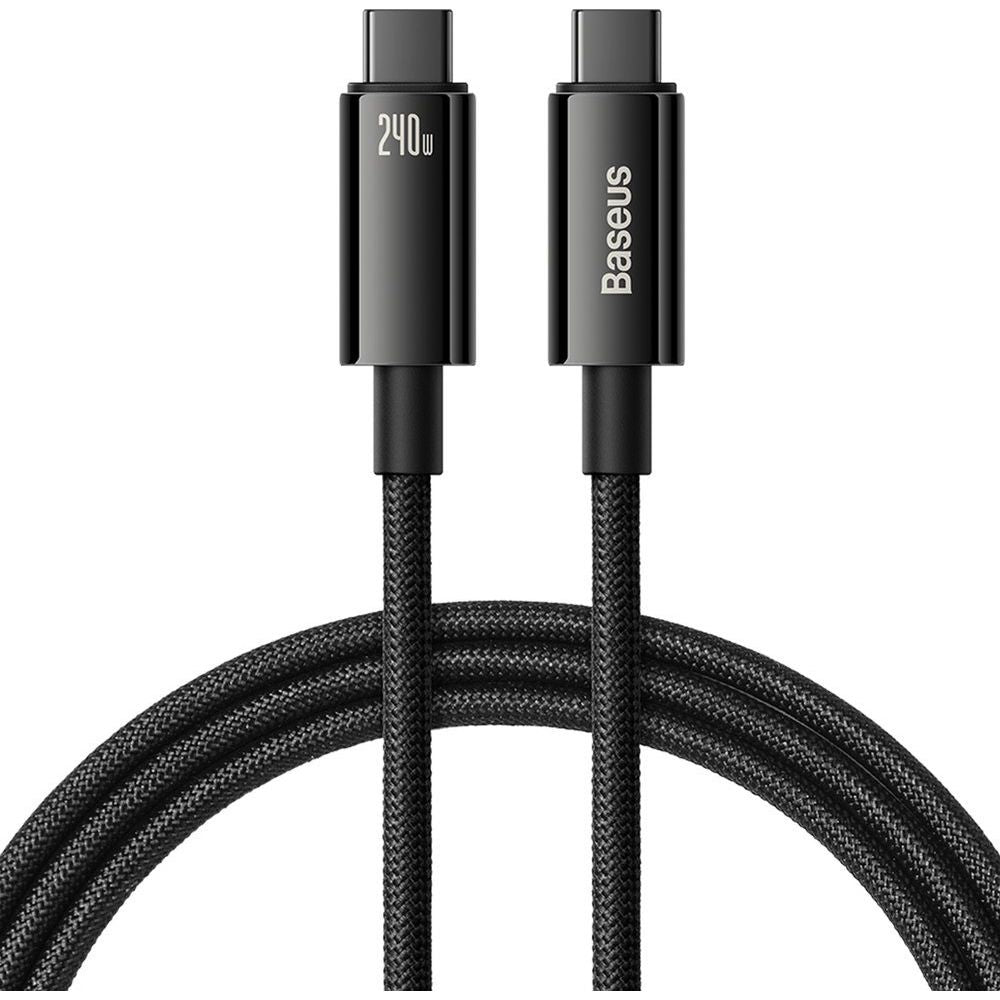 Kabel Baseus Tungsten Gold USB-C für USB-C 480Mb/s QC 240W PD 3m, Schwarz