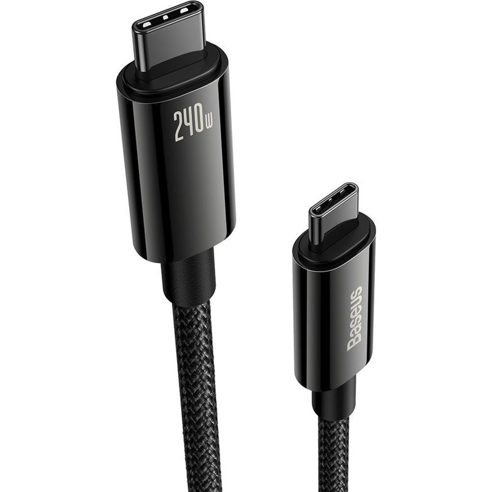 Kabel Baseus Tungsten Gold USB-C für USB-C 480Mb/s QC 240W PD 3m, Schwarz