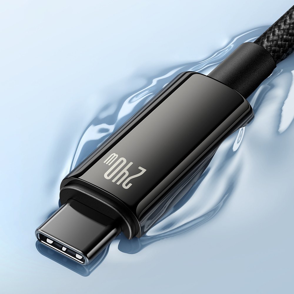 Kabel Baseus Tungsten Gold USB-C für USB-C 480Mb/s QC 240W PD 3m, Schwarz