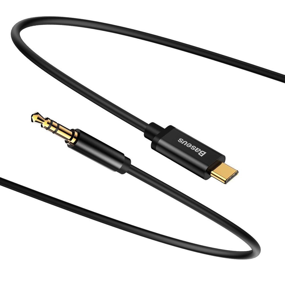 Audiokabel USB-C zu AUX 3,5 mm mini jack für Smartphone/Tablet, 1,2m, Baseus Yiven M01, Schwarz-Gold