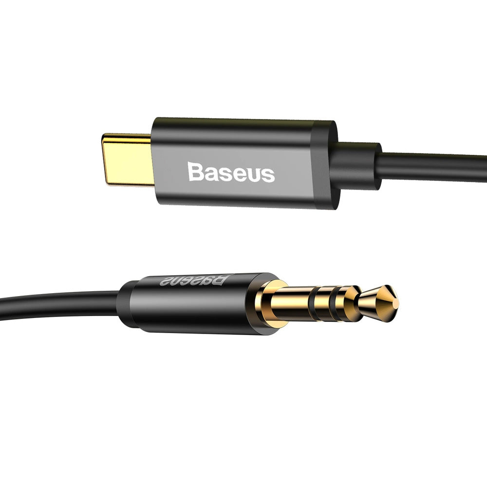 Audiokabel USB-C zu AUX 3,5 mm mini jack für Smartphone/Tablet, 1,2m, Baseus Yiven M01, Schwarz-Gold