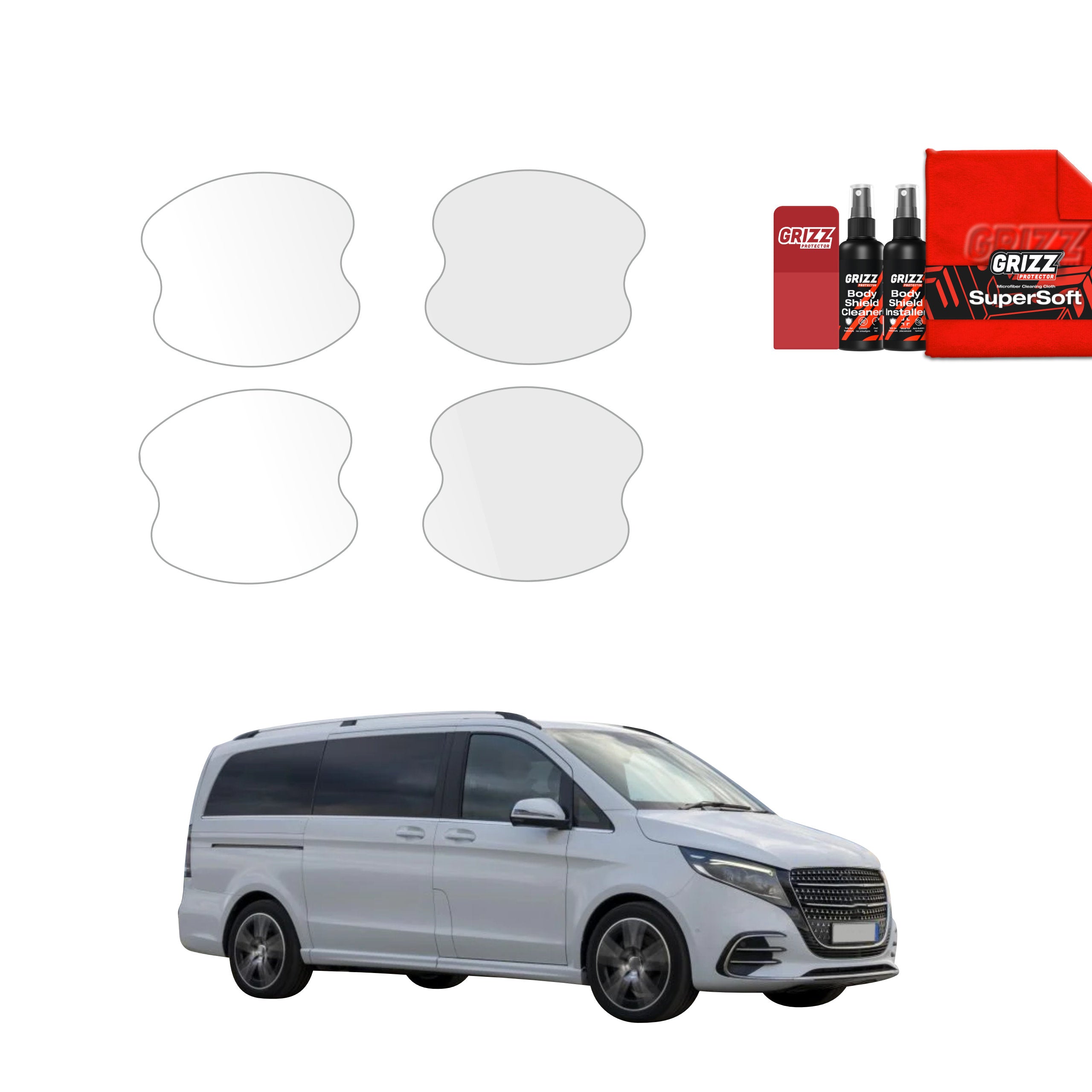 4in1 Schutzfolie Grizz Protector für Türgriffmulden - Mercedes V Klasse (2025-2026)