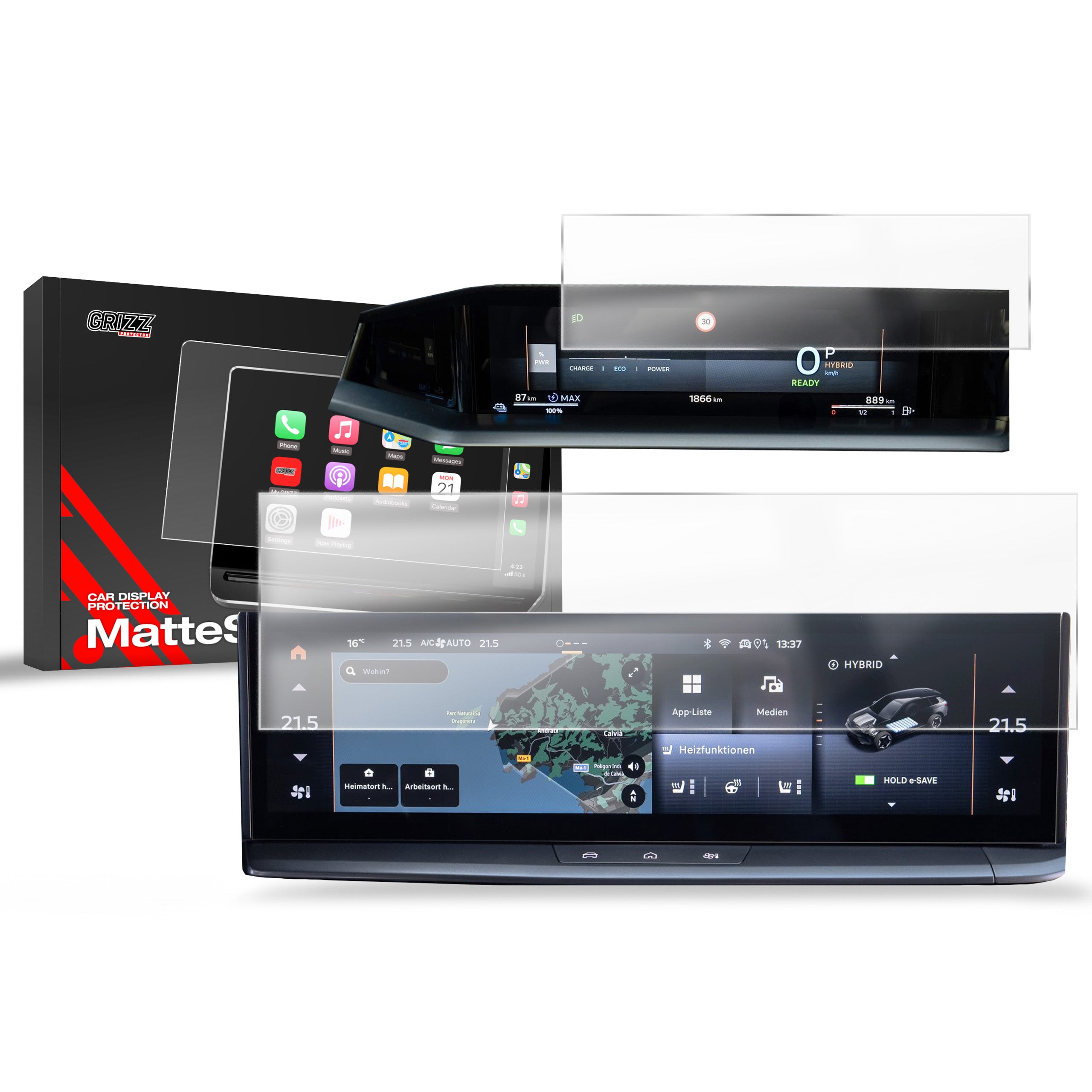 Matte Autodisplayfolie 2in1 für Opel Grandland (2025-2026), Grizz Protector