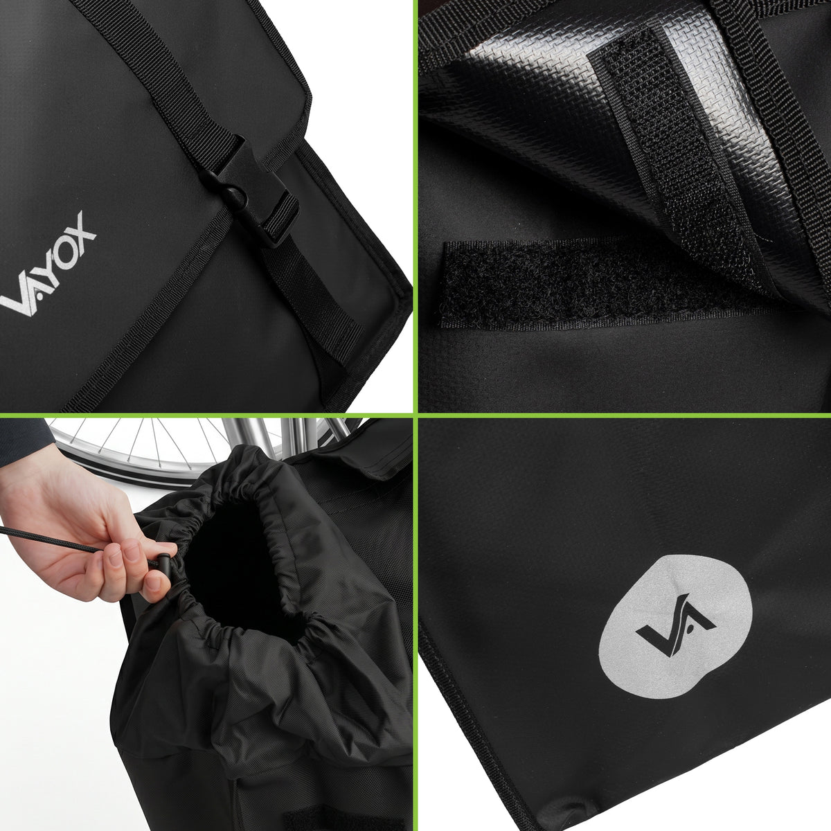 Fahrradtasche für den Gepäckträger, doppelt mit Griff, Vayox VA0446 40L, Schwarz