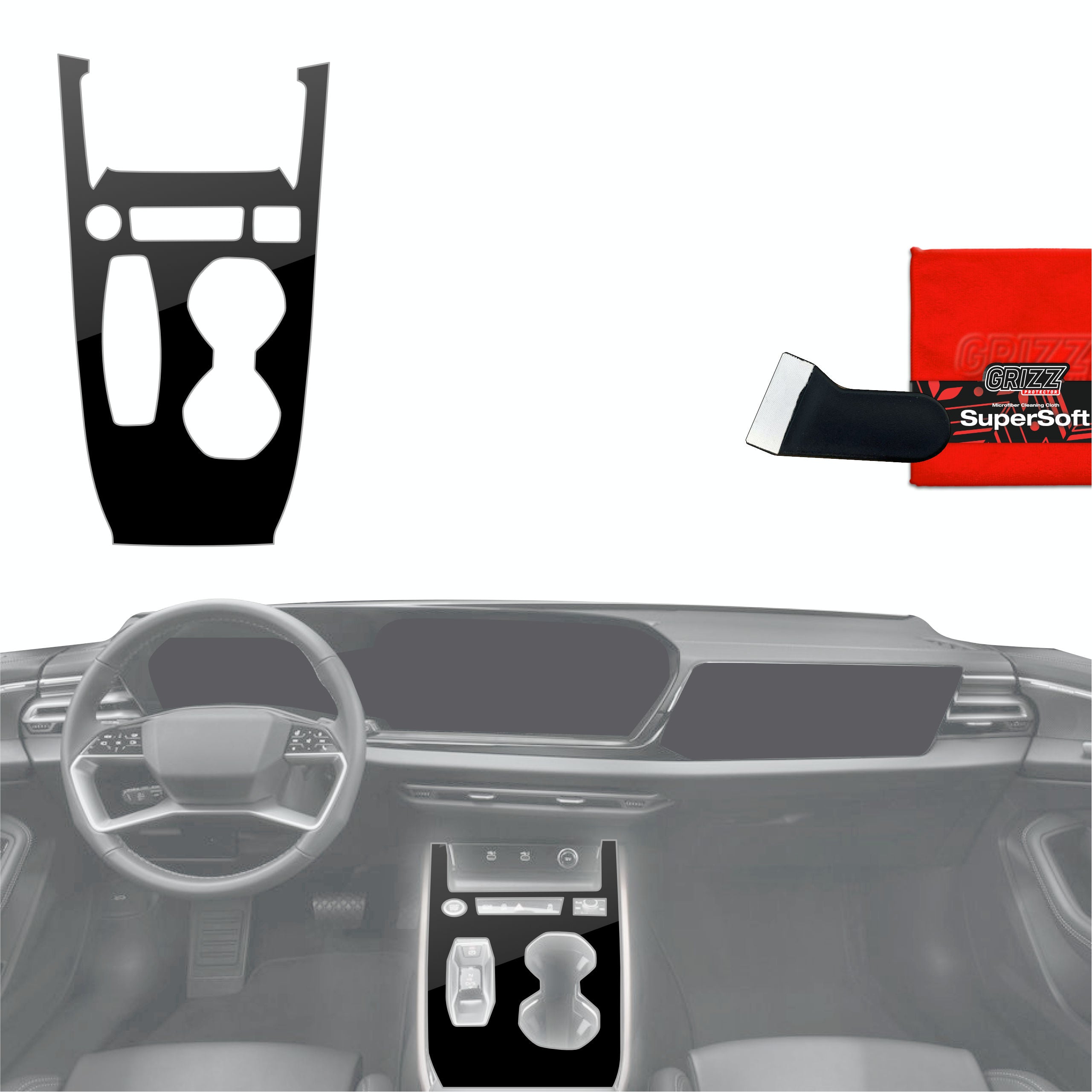Schutzfolien Grizz Protector für Mittelkonsole - Audi A5 B10 (2025-2026) Schwarz Glanz