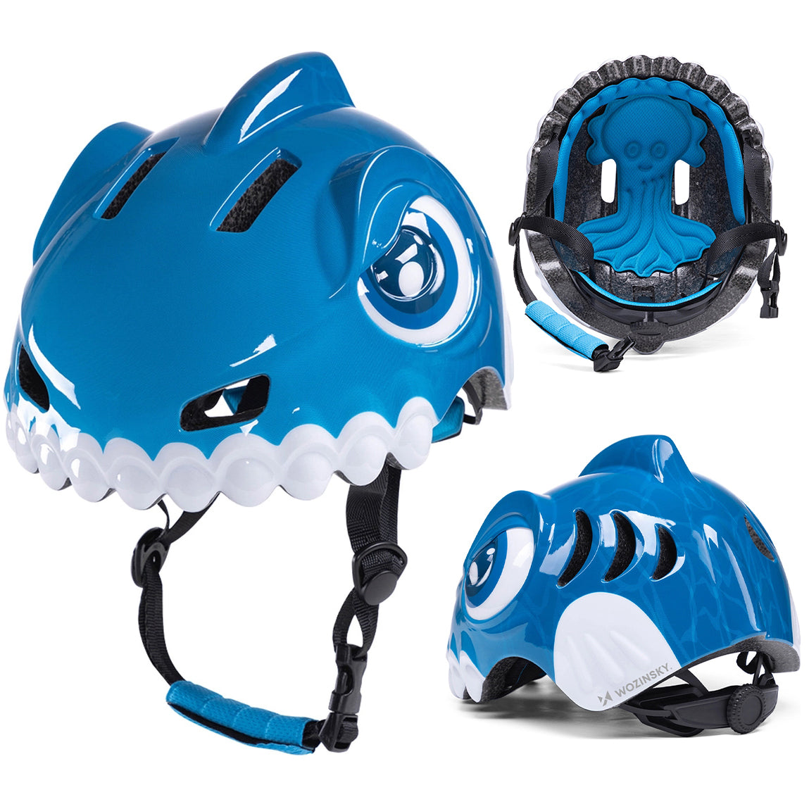 Fahrradhelm für Kinder, Wozinsky HT-62, Dinosaurier-Motiv, 52-56 cm, Blau