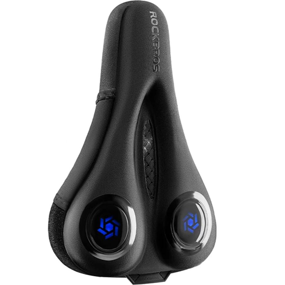 Rockbros LF044BL Fahrradsattelüberzug mit Regenschutz, Schwarz mit blauen Elementen
