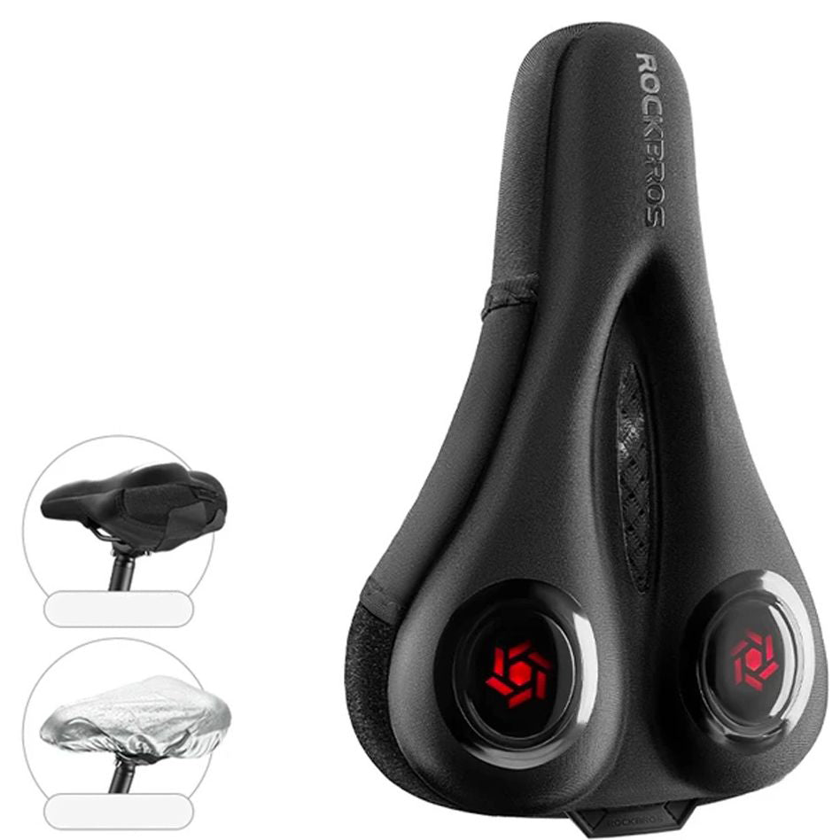 Rockbros LF044R Fahrradsattelüberzug mit Regenschutz, Schwarz mit roten Elementen