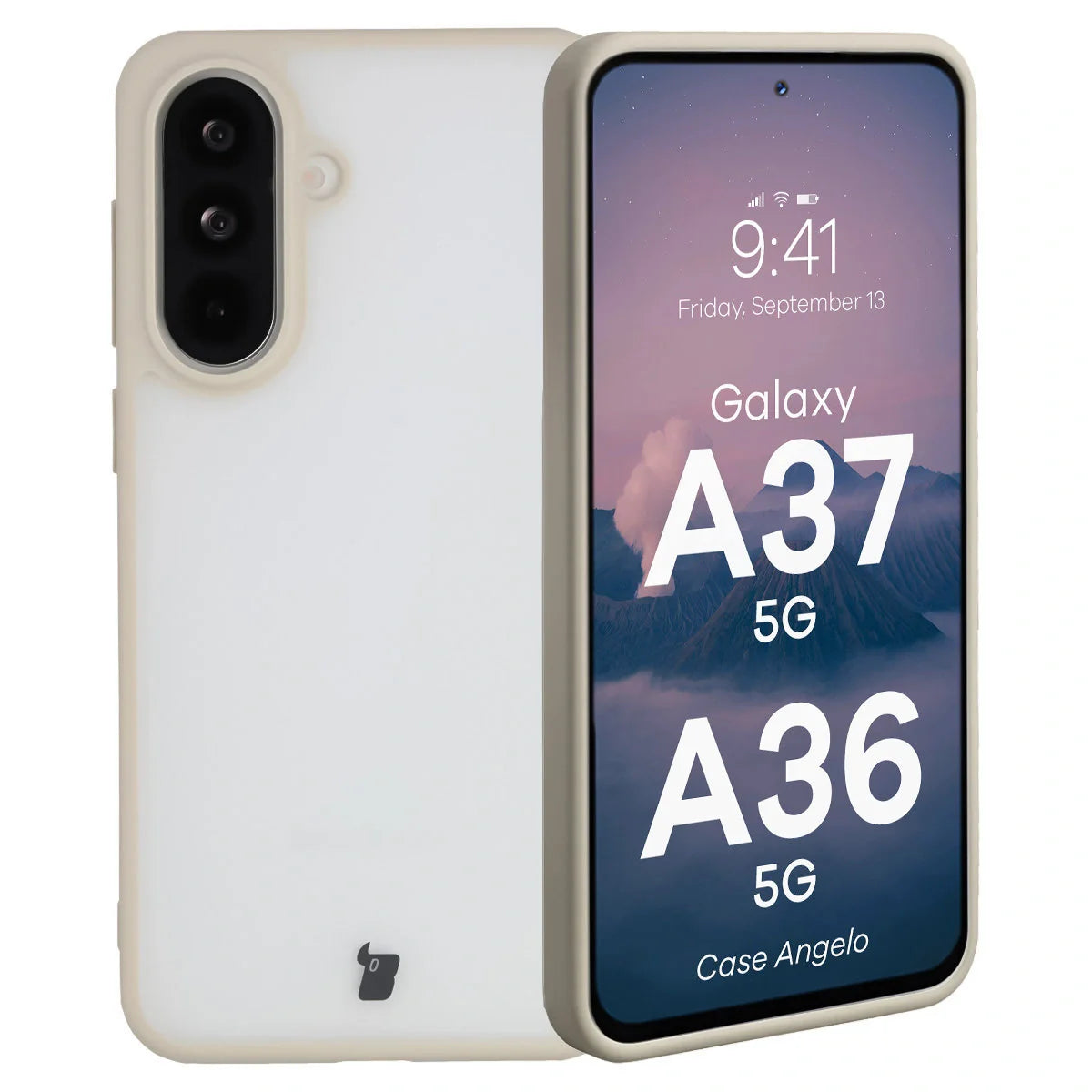 Handyhülle für Galaxy A37 5G / A36 5G, Bizon Case Angelo, Semitransparent mit beigem Rahmen