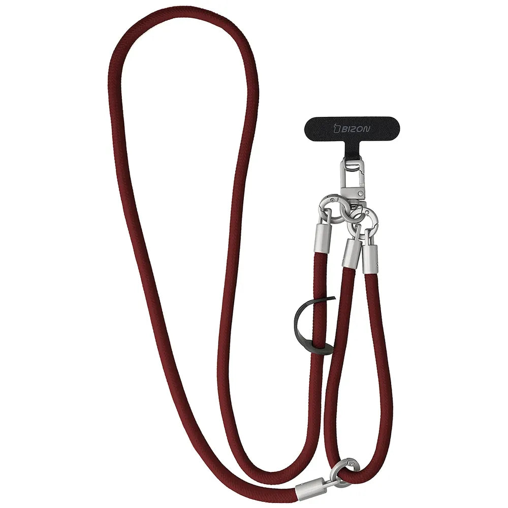 Universelle Handy-Lanyard für Handgelenk, Hals und Schulter, Bizon Accessories ReLoop, Burgunderrot (2/7)