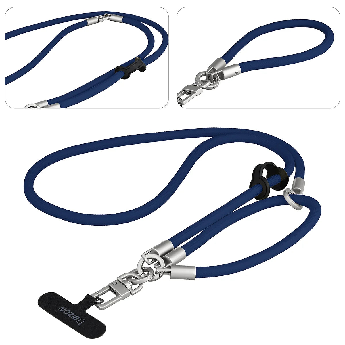 Universelle Handy-Lanyard für Handgelenk, Hals und Schulter, Bizon Accessories ReLoop, Dunkelblau (3/6)