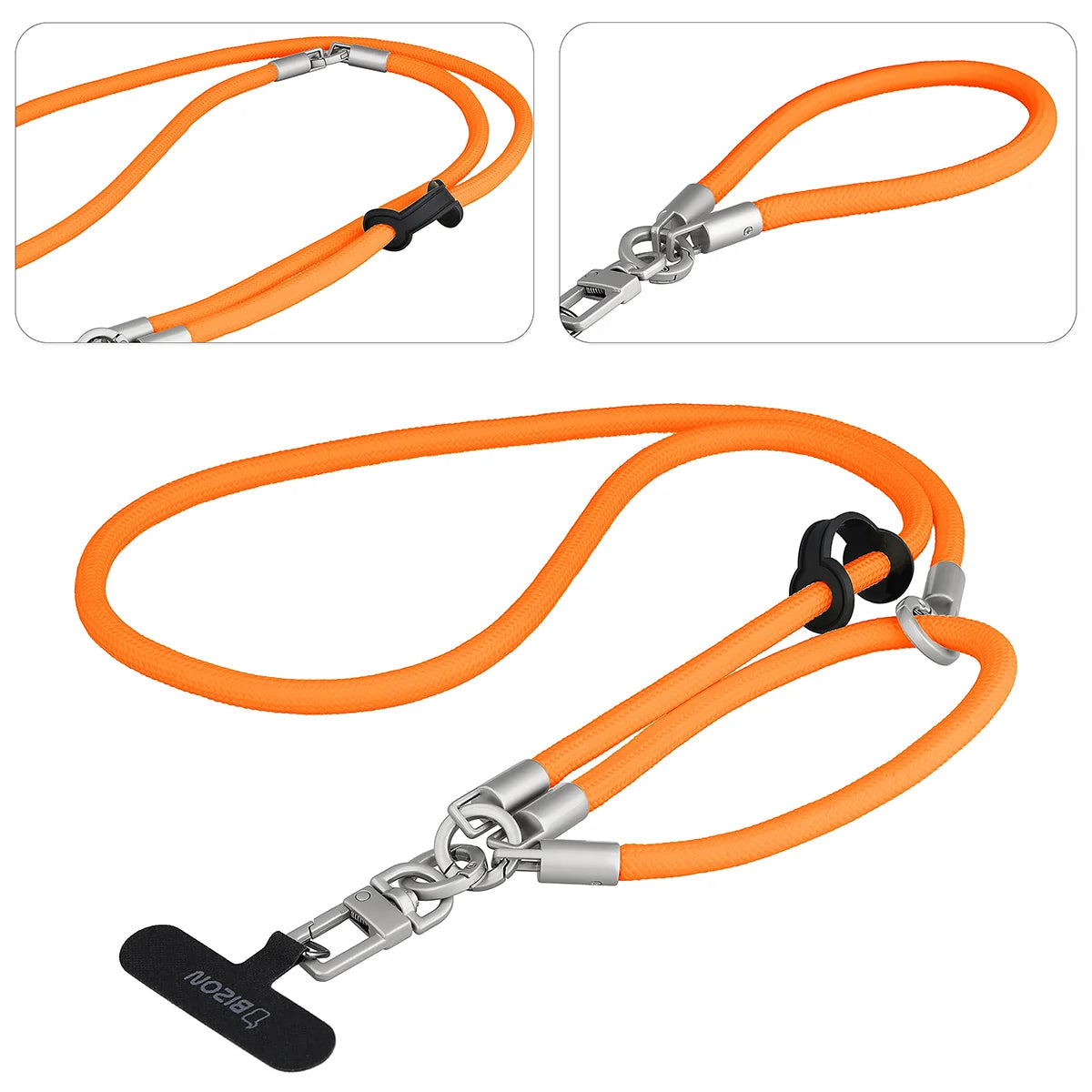 Universelle Handy-Lanyard für Handgelenk, Hals und Schulter, Bizon Accessories ReLoop, Neonorange (3/6)