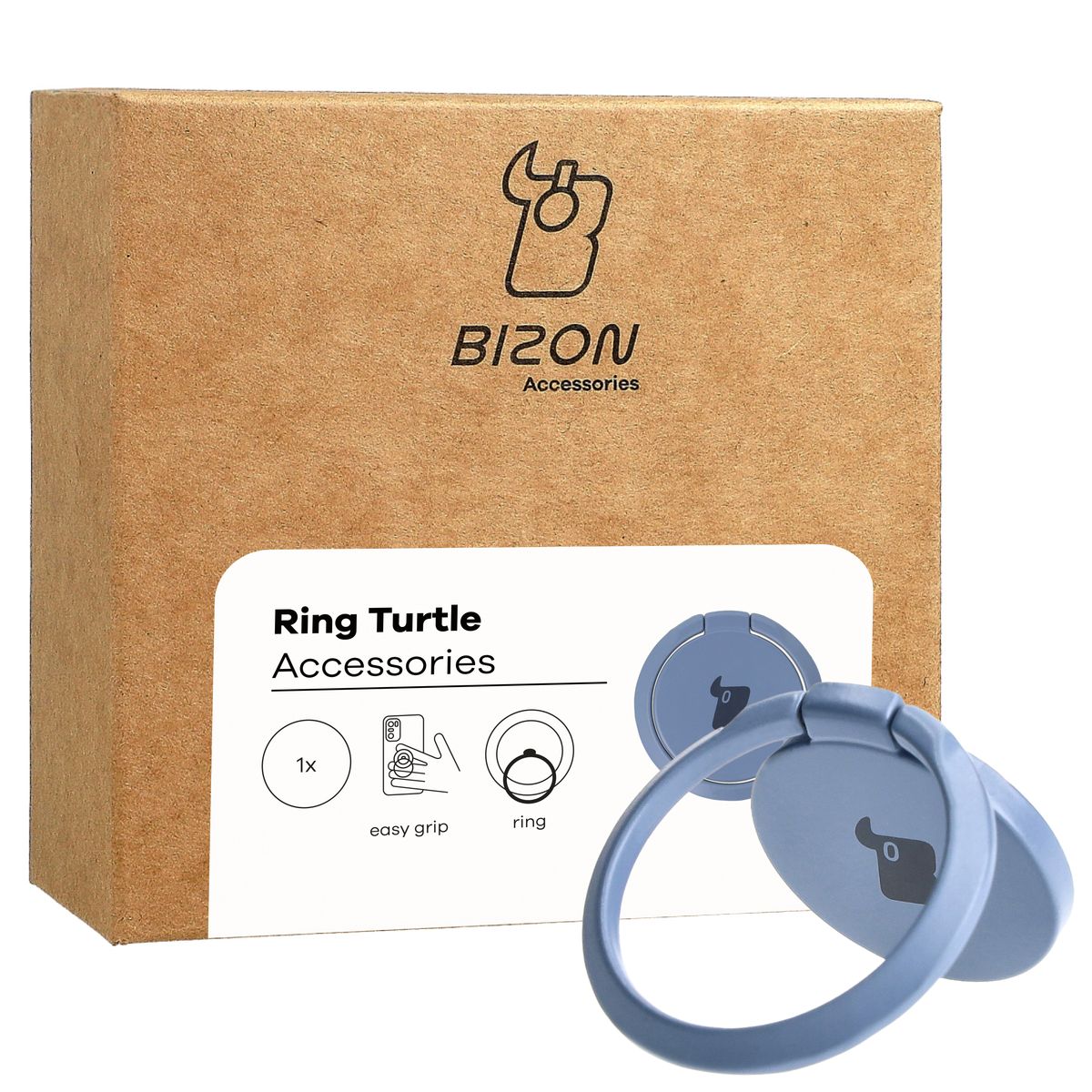 Fingergriff für Telefon, Bizon Accessories Ring Turtle, Grau