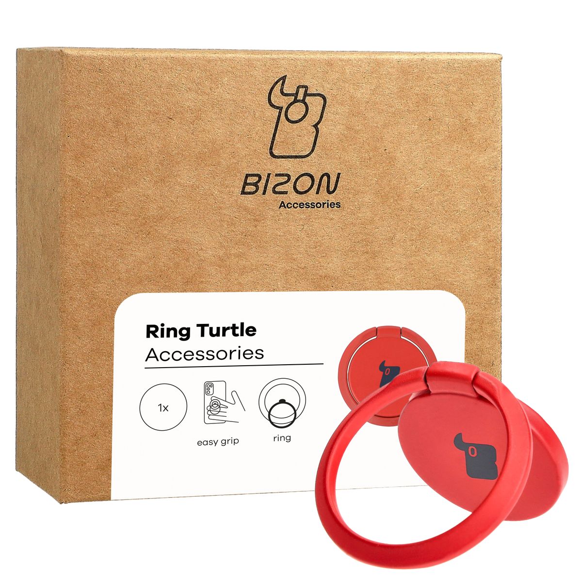 Fingergriff für Telefon, Bizon Accessories Ring Turtle, Rot